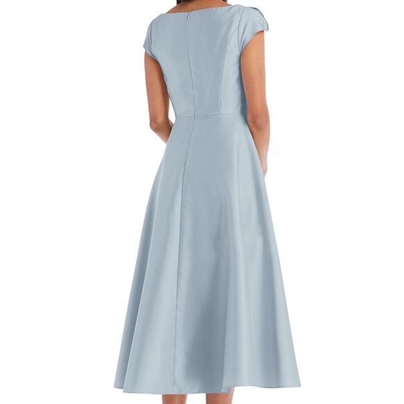 SOLD -NWT Alfred Sung Full Skirt Satin Midi Cocktail Dress Mist 10R Reg. $206 - Picture 2 of 12